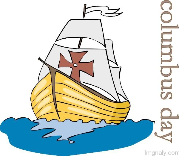 600x521 Columbus Day Ship In Sea Illustration