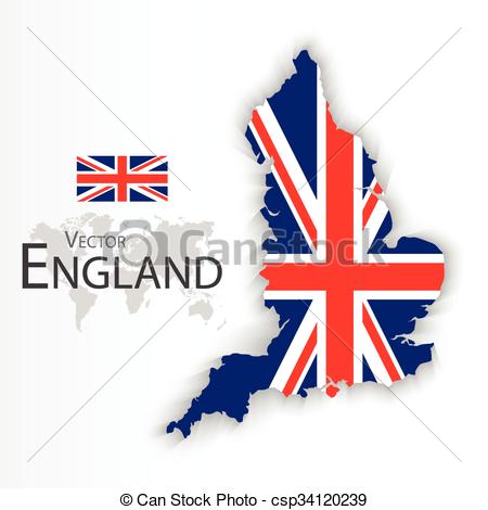 450x470 England Flag And Map ( United Kingdom Of Great Britain