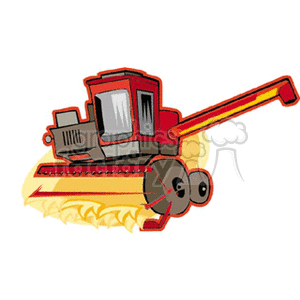 300x300 Royalty Free Red Grain Harvester Cutting Grain 128294 Vector Clip