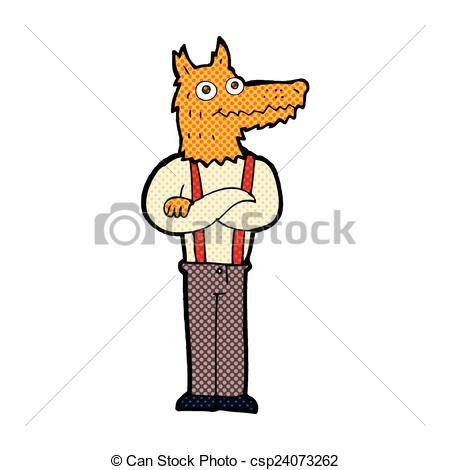 450x470 Comic Cartoon Funny Fox. Retro Comic Book Style Cartoon Clip