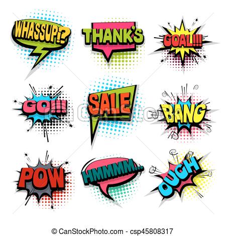450x470 Comic Set Colored Comics Book Phrase Balloon. Thanks, Sale