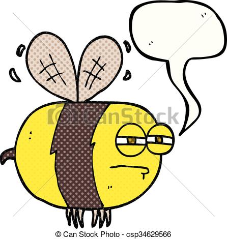 446x470 Freehand Drawn Comic Book Speech Bubble Cartoon Unhappy Bee Clip