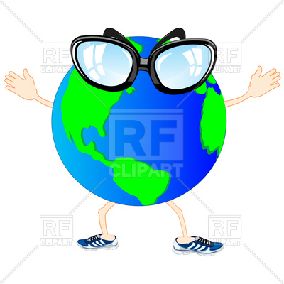 400x400 Comic Cartoon Planet With Hands And Legs Royalty Free Vector Clip