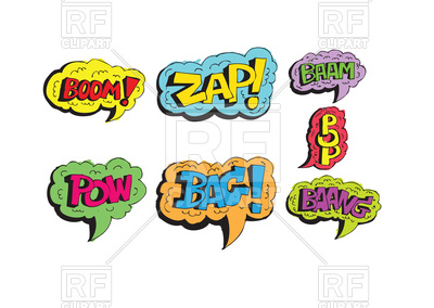 400x284 Multicolored Comic Sound Effects Speech Bubbles Royalty Free