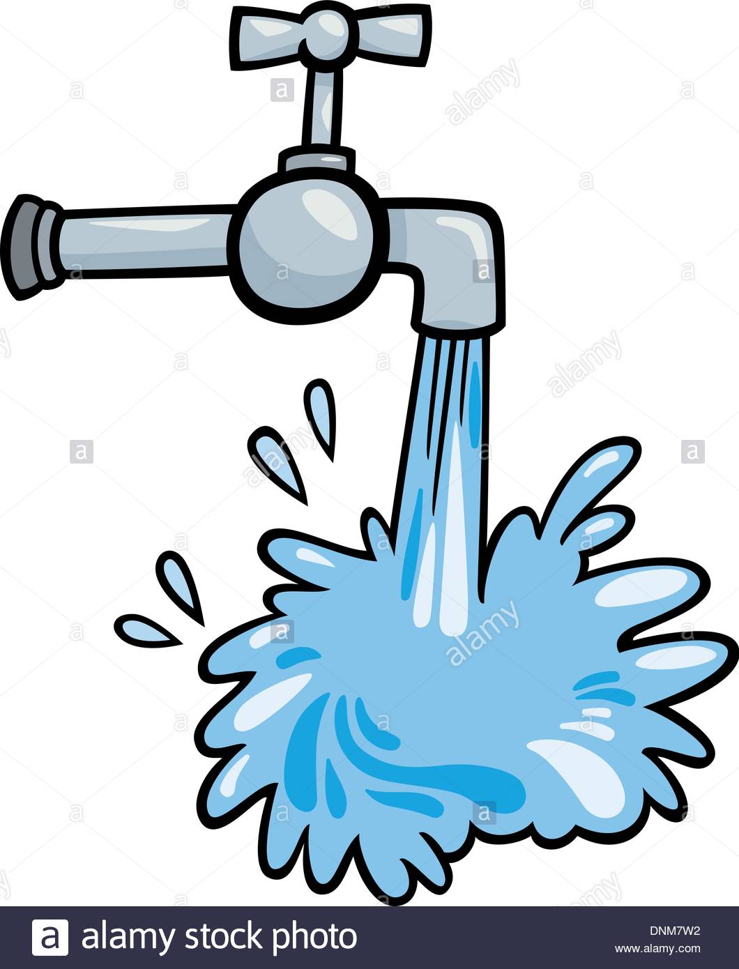 1060x1390 Cartoon Illustration Of Tap With Pouring Water Clip Art Stock