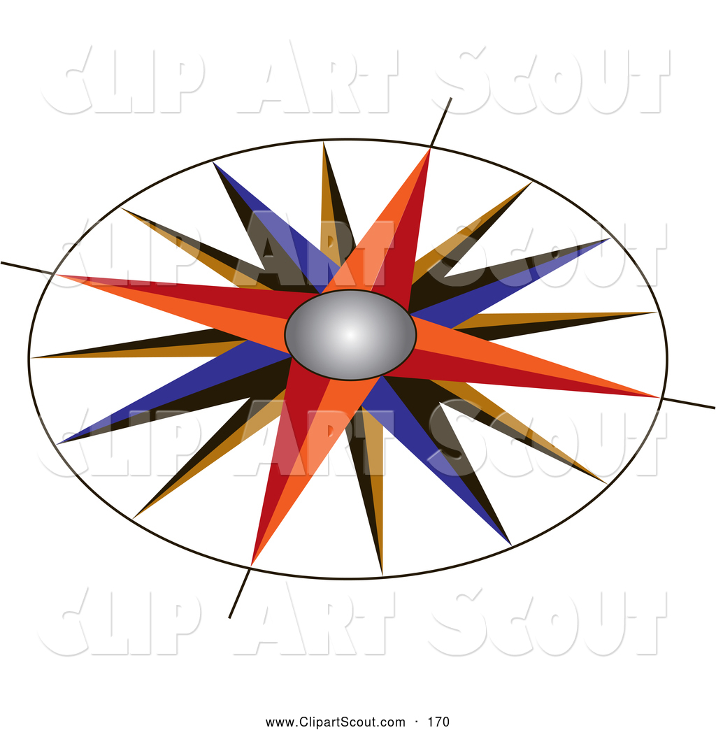 1024x1044 Clipart Of A Colorful Compass Rose With An Ornate Design On White