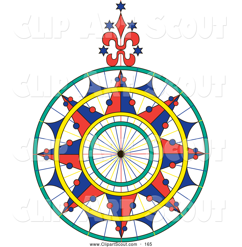 1024x1044 Clipart Of A Colorful Ornate Compass Rose Over White By Pauloribau