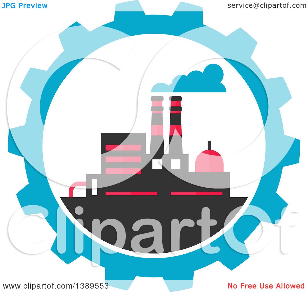 1080x1024 Clipart Of A Flat Design Factory Complex In A Blue Gear Cog Wheel