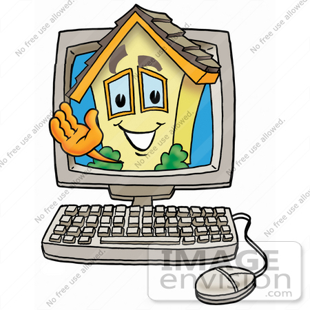 450x450 Clip Art Graphic Of A Yellow Residential House Cartoon Character