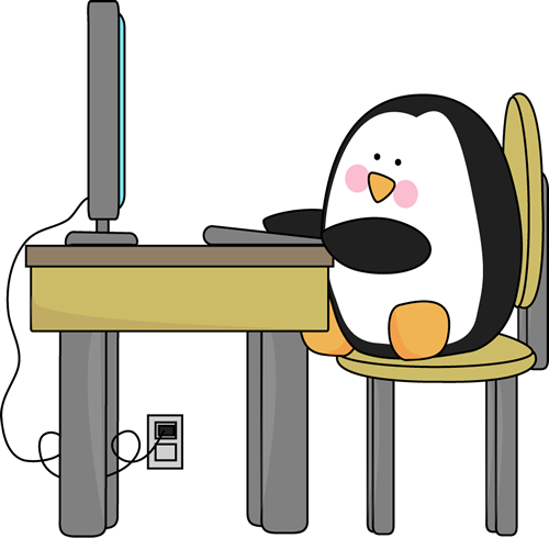 500x490 Penguin Using A Computer Educational Topics Amp Computer Lab Ideas
