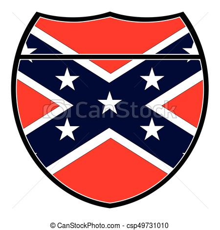 450x470 Confederate Flag In An Interstate Sign Over A White Vector Clip