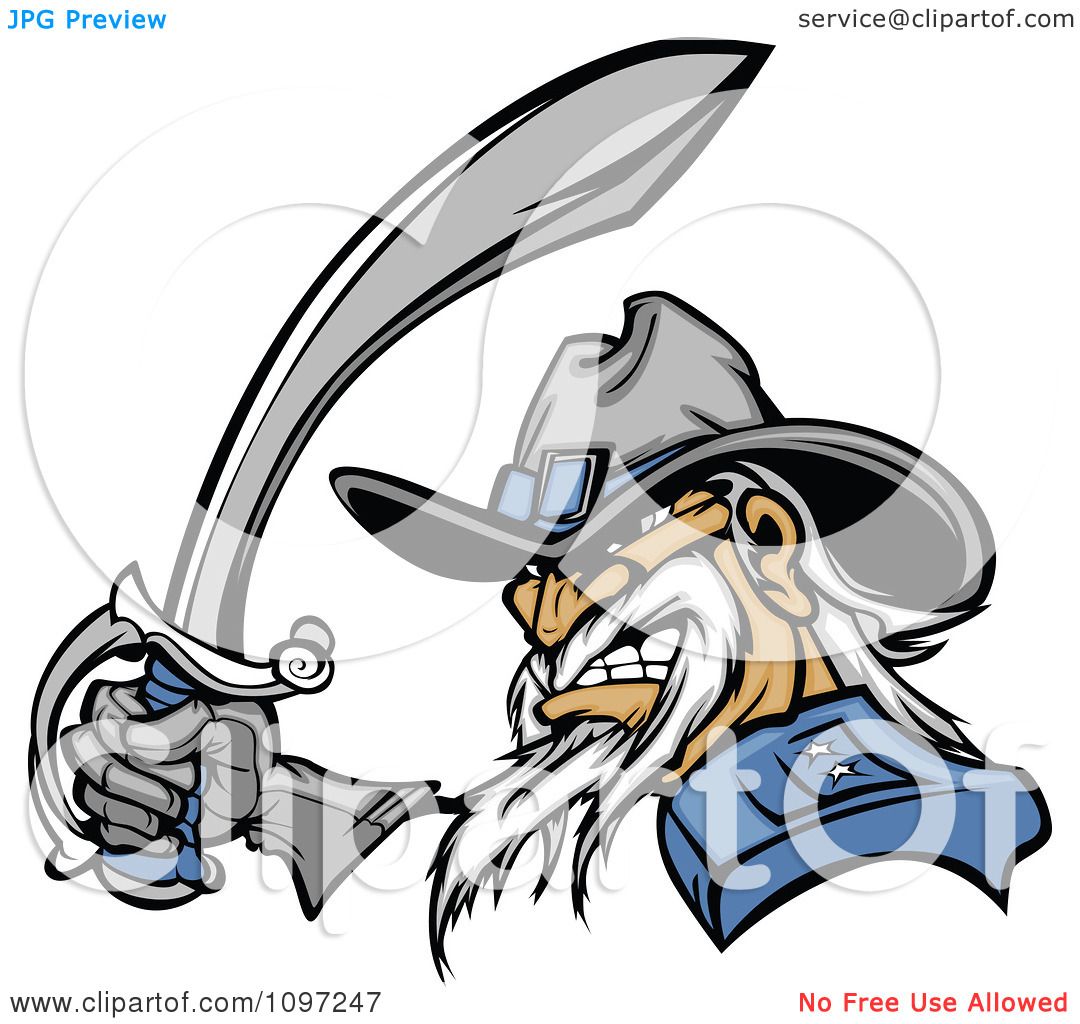 1080x1024 Clipart Aggressive Civil War Army General Holding A Sword