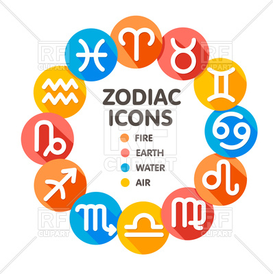 398x400 Flat Trendy Zodiac Symbols Royalty Free Vector Clip Art Image