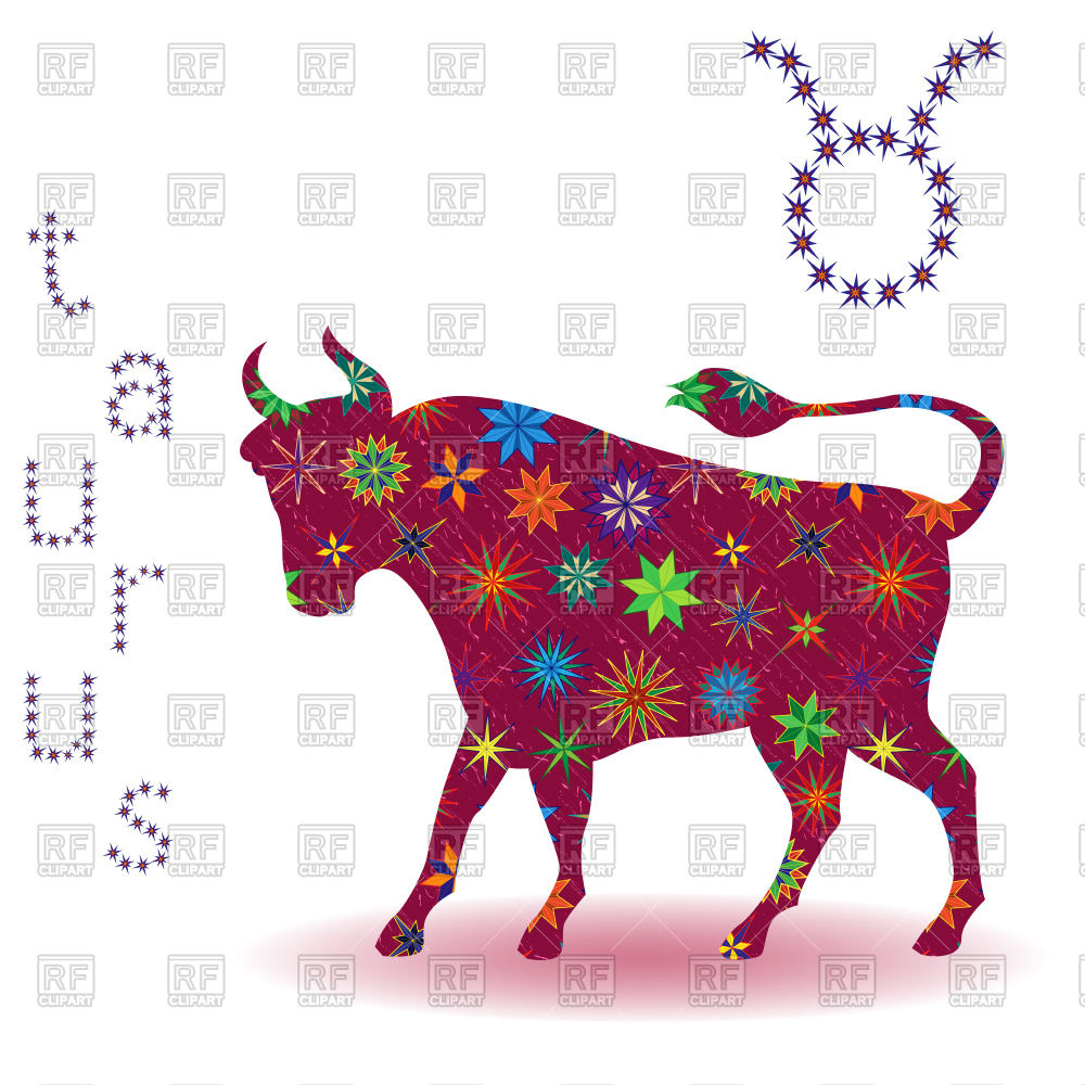 1000x1000 Taurus Zodiac Sign Made Of Flowers Royalty Free Vector Clip Art