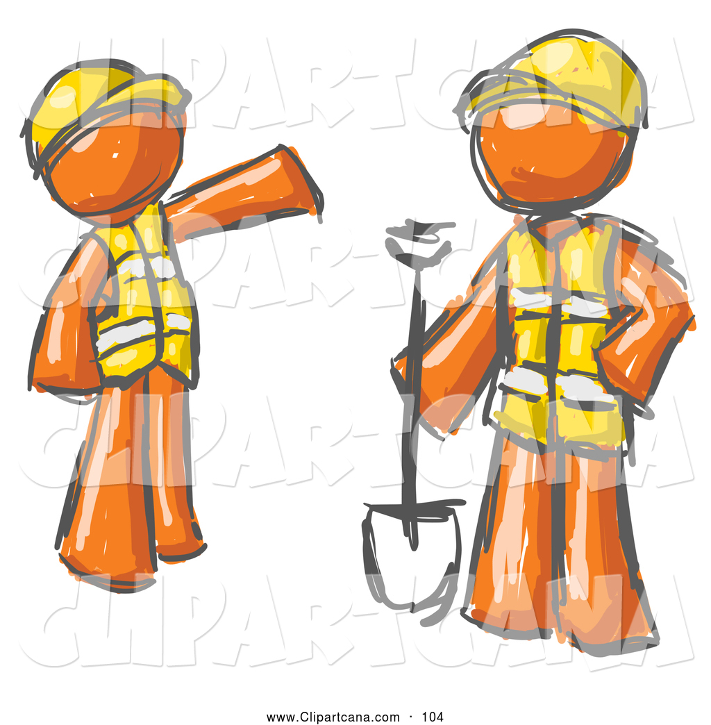 1024x1044 Working People Clipart Clip Art Of A Pair Of Painted Orange Men