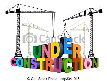 450x338 Under Construction Crane And Colorful Letters On White Vector