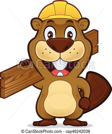 394x470 Beaver Wearing A Construction Hat And Holding A Plank