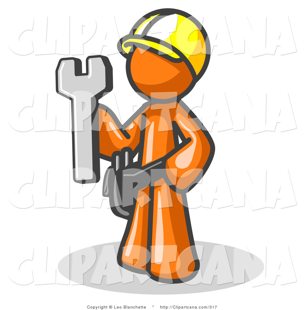 1024x1044 Vector Cliprt Of Proud Orange Male Construction Worker In