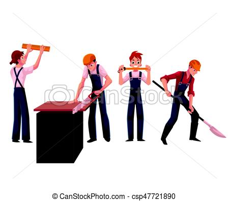 450x395 Construction Workers, Builders Wearing Helmets And Overalls