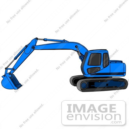 450x450 Blue Trackhoe Tractor Working At A Construction Site Clipart