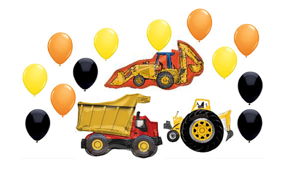570x348 Construction Truck Balloon Pack Digger Birthday Party Decor