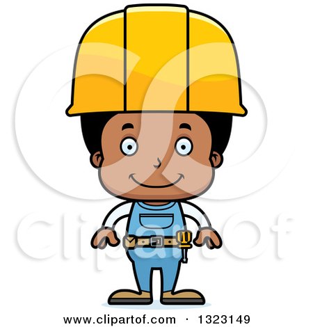 450x470 Clipart Of A Cartoon Happy Black Boy Construction Worker