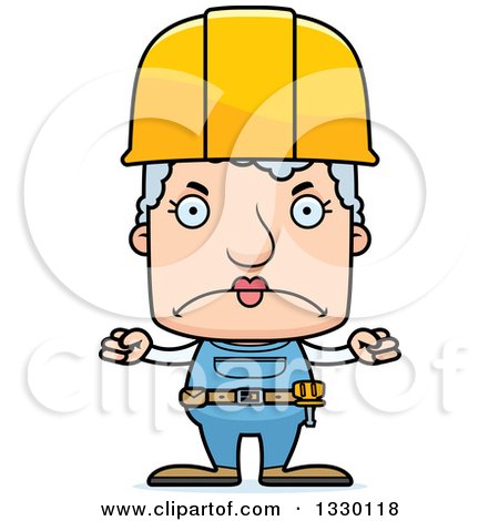 450x470 Clipart Of A Cartoon Mad Block Headed White Senior Woman