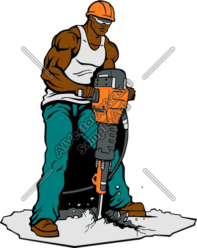 397x500 Construction Worker With Jackhammer Clipart And Vectorart