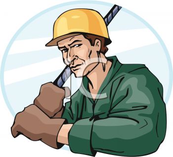 350x318 A Construction Worker Pulling A Cable