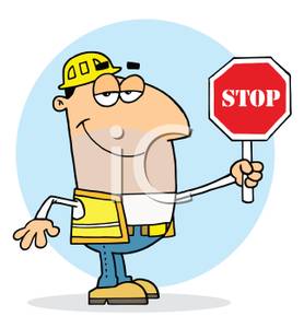 278x300 A Traffic Control Construction Worker With A Red Stop Sign Clip