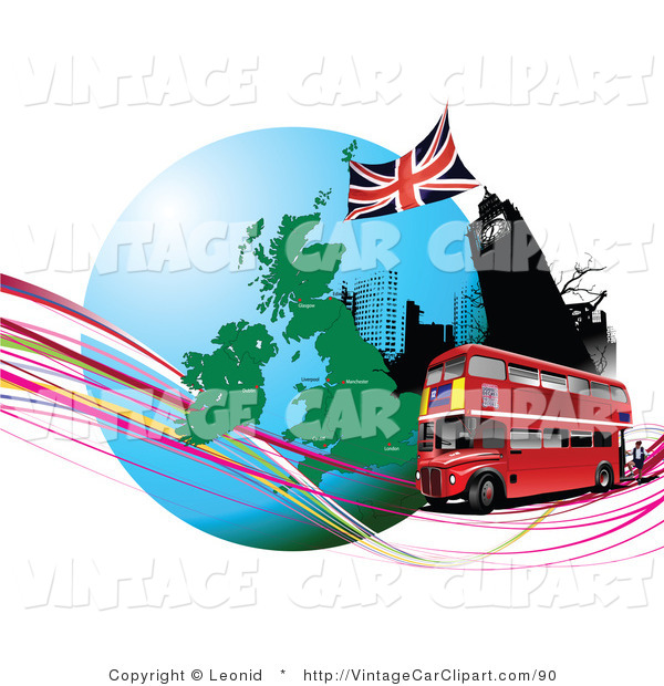 600x620 Clipart Of A Red Double Decker Bus Passing The Big Ben Clock Tower