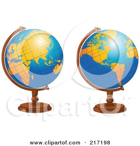 450x470 Royalty Free (Rf) Clipart Illustration Of A Shiny Blue Desk Globe