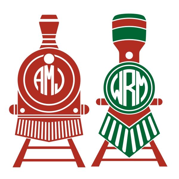 600x600 Polar Express Train Monogram Cuttable Frame Cut File. Vector