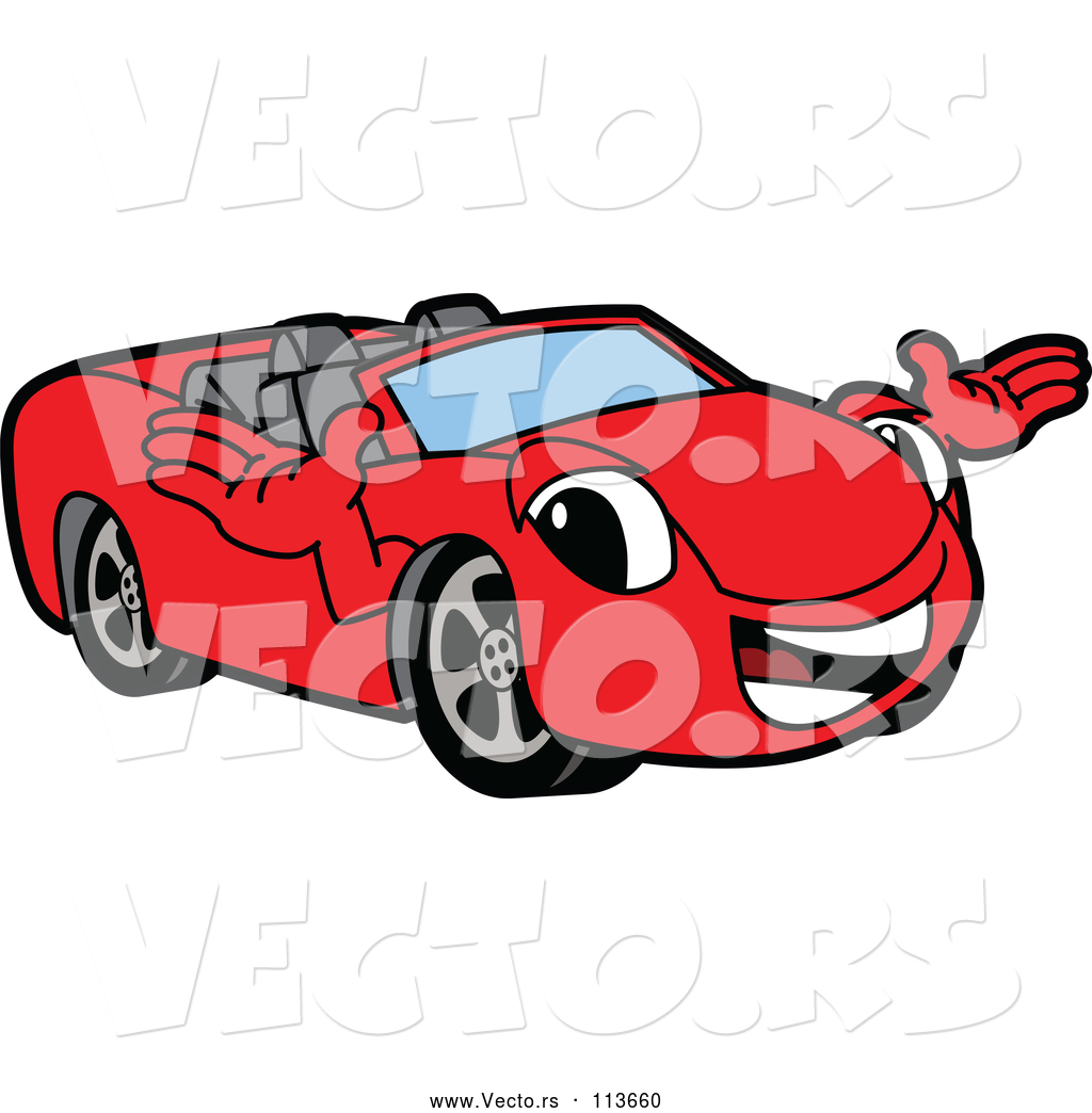 1024x1044 Vector Of Cartoon Happy Red Convertible Car Mascot Character