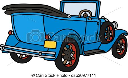 450x274 Vintage Blue Cabriolet. Hand Drawing Of A Vintage Blue Vector
