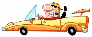 300x123 Clip Art Car Man A Driving Sports Convertible Cartoon Clipart