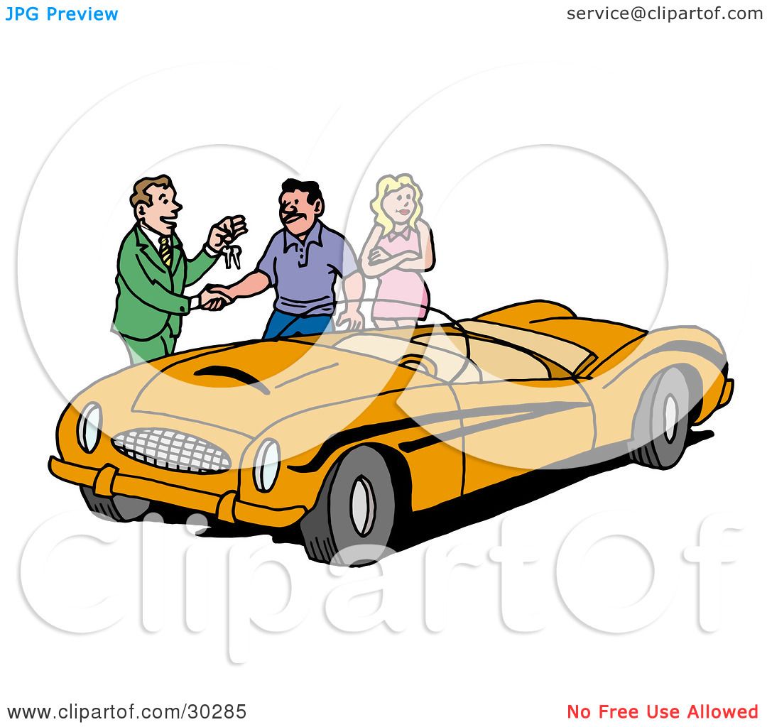 1080x1024 Clipart Illustration Of A Car Salesman Giving A Customer The Keys