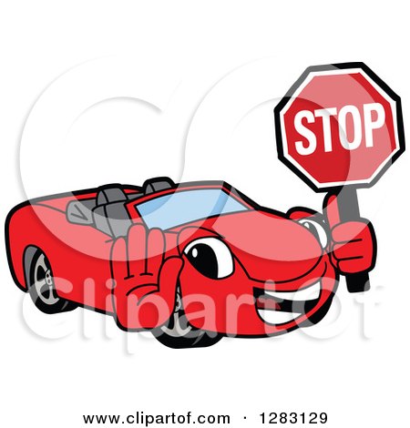 450x470 Clipart Of A Happy Red Convertible Car Mascot Character Gesturing