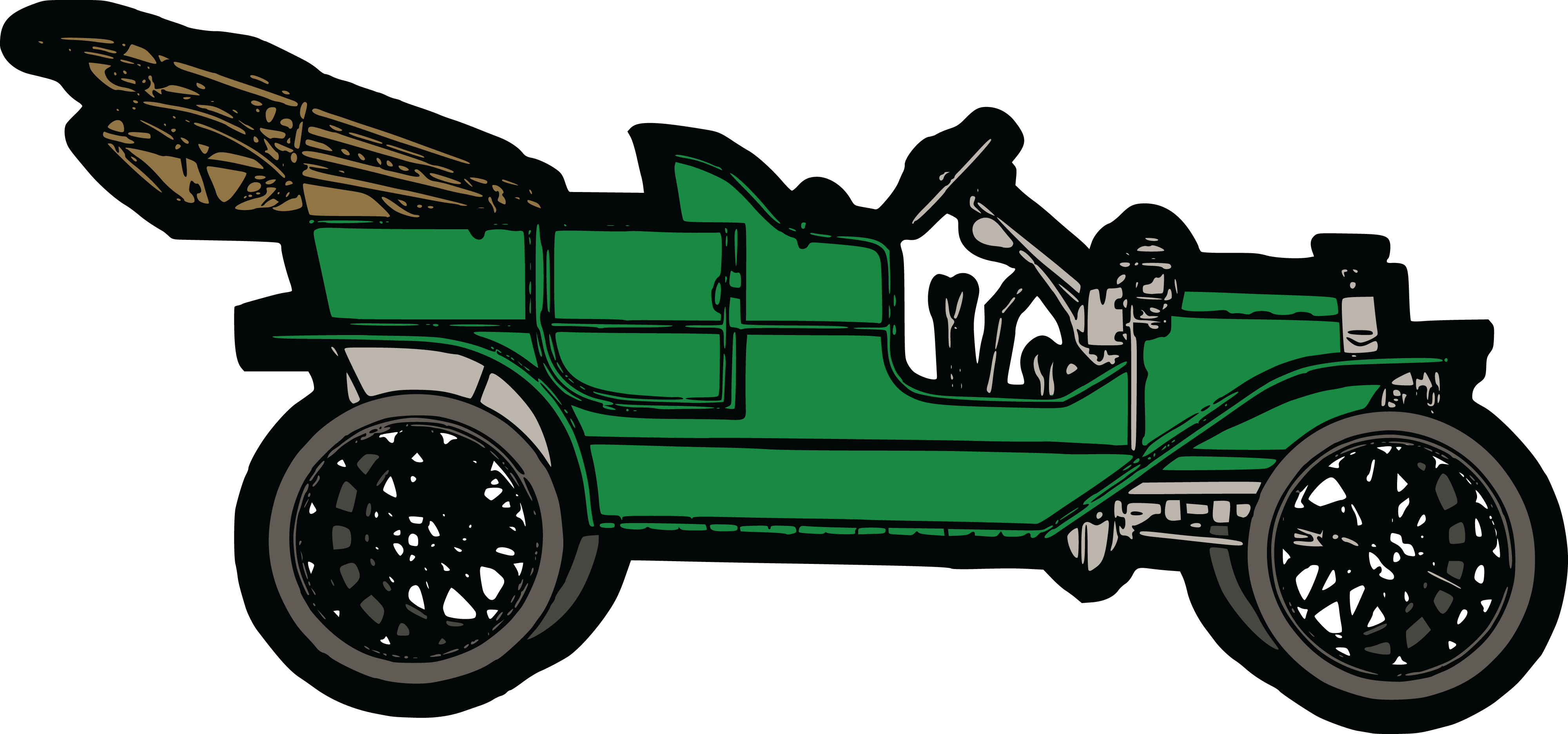 4000x1873 Free Clipart Of A Convertible Green Vintage Car