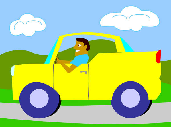600x446 A Man Driving Sports Convertible Car Cartoon Clipart Vector Toons