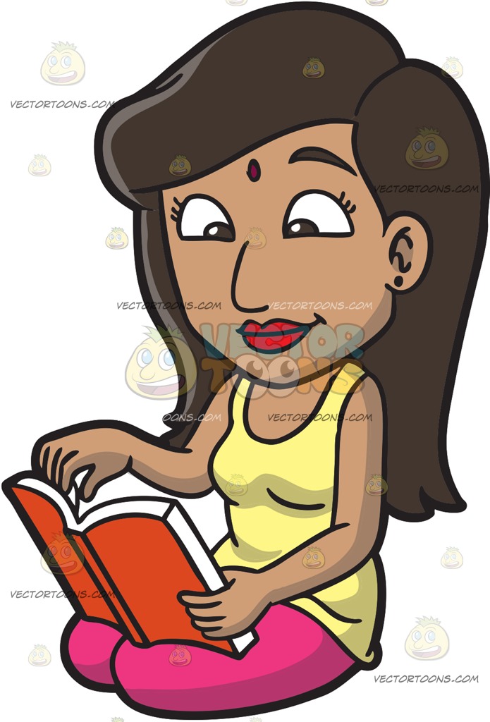 695x1024 An Indian Woman Reading A Book Cartoon Clipart Vector Toons
