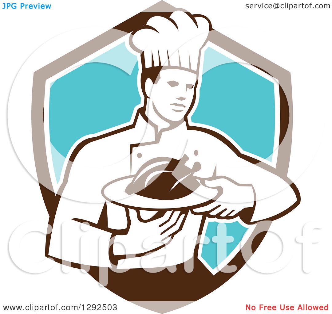1080x1024 Clipart Of Retro Male Chef Carrying Roasted Chicken On
