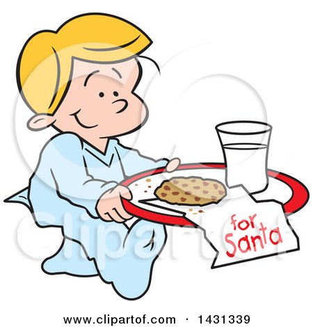 450x470 Clipart Of A Cartoon Happy Blond Caucasian Girl Carrying A Cookie