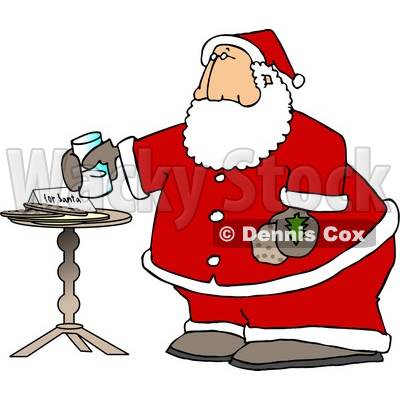 400x400 Santa Claus With Fresh Milk And Cookies Clipart Picture Djart