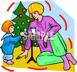 300x281 Cartoon Of Mothernd Her Child Having Milknd Cookies B