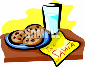 300x235 Cartoon Of A Plate Of Milk And Cookies,and A Note For Santa