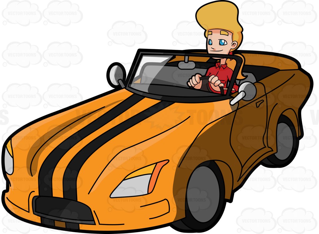 1024x752 A Woman Driving A Cool Sports Car Cartoon Clipart Vector Toons