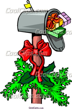 254x383 Christmas Mailbox With Wreath Vector Clip Art