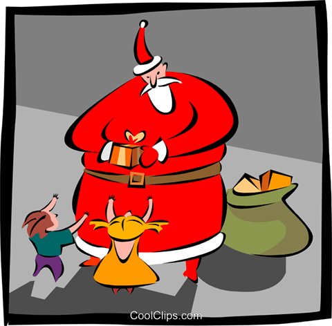 480x472 Christmassanta Giving Gifts Royalty Free Vector Clip Art