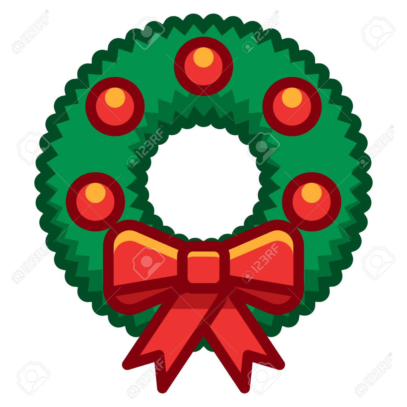 1300x1300 Extraordinary Christmas Wreath Cartoon 6 Royalty Free Rf Clipart